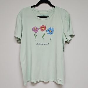 Life Is Good Crusher Tee, Daisies & Mint Green, Size XL